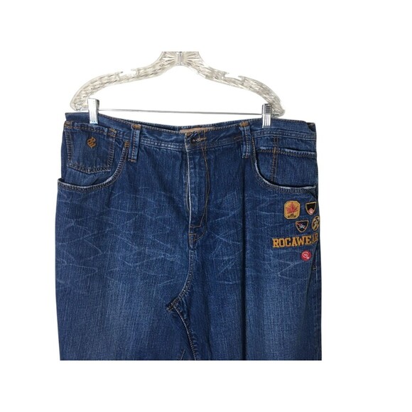 Roca Wear Jeans Women's Size 42 Blue 100% Cotton Embroidered Patches - Picture 3 of 13